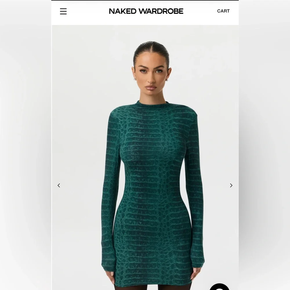 Naked Wardrobe Emerald Croc Mini Dress Size M - Picture 4 of 4